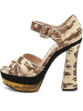 MIU MIU Lizard Embossed Platform Sandals